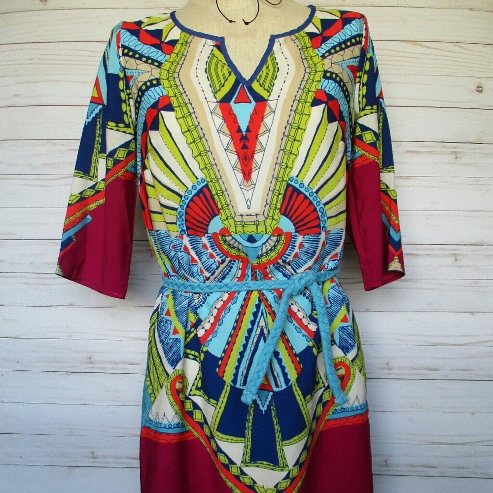 Pink Owl 🌸 Tribal Geometric Tunic Dress